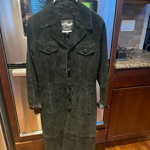 Maxima Charcoal Suede Trench Coat